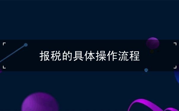 報(bào)稅的具體操作流程
